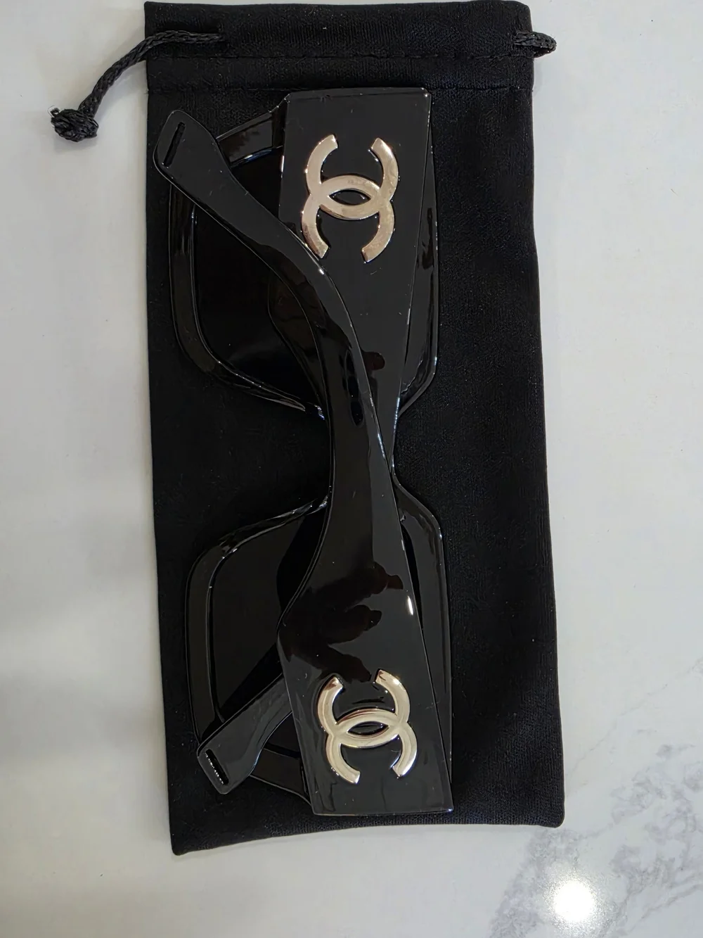 Chanel Black CC Logo Oversized Square Sunglasses